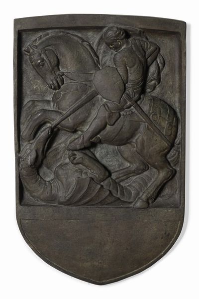 Giovanni Prini, Attribuito a : San Giorgio e il drago  - Asta Scultura del XIX e XX secolo - Associazione Nazionale - Case d'Asta italiane