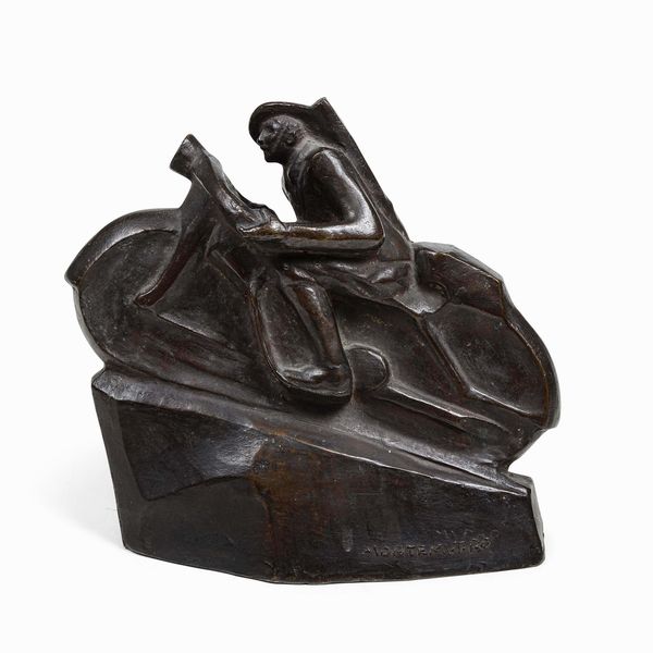 Mario Montemurro (Documentato nella prima met� del XX secolo) Bersagliare Motociclista  - Asta Scultura del XIX e XX secolo - Associazione Nazionale - Case d'Asta italiane