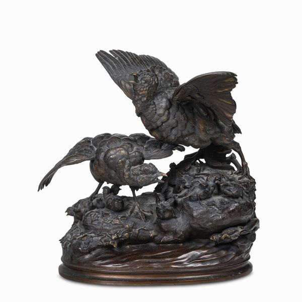 Alfred Barye : Gruppo con volatili  - Asta Scultura del XIX e XX secolo - Associazione Nazionale - Case d'Asta italiane