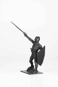 Da Enrico Butti (1847-1932). Fonditore del XX secolo Il guerriero di Legnano  - Asta Scultura del XIX e XX secolo - Associazione Nazionale - Case d'Asta italiane