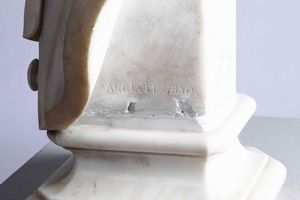 Busto virile. Marmo bianco. Luigi Agliati (Como 1816 - Milano 1863)  - Asta Scultura del XIX e XX secolo - Associazione Nazionale - Case d'Asta italiane