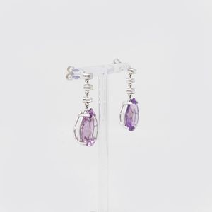 Orecchini pendenti in oro bianco con ametiste e brillanti  - Asta Gioielli e Orologi - Associazione Nazionale - Case d'Asta italiane