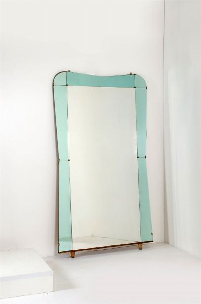 CRISTAL ART : Specchiera con bordi in vetri colorati.Anni '60cm 220x122  - Asta Asta 145 - Design - Associazione Nazionale - Case d'Asta italiane