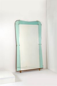 CRISTAL ART - Specchiera con bordi in vetri colorati.Anni '60cm 220x122