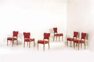 FARINA MOREZ RUGGERO - Sei sedie con bracciolo basso che serve da impugnatura, realizzate per un ristorante di Bergamo.Prod. Cassina  [..]