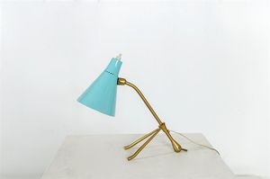 STILNOVO - Lampada da tavolo in ottone e alluminio laccato.Anni '50h cm 23