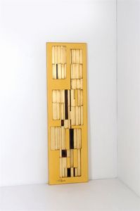 NERONE CECCARELLI - Pannello in legno laccato e decorato in policromia.Anni '60cm 180,5x53