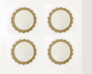 CRISTAL ART - Quattro specchiere in vetro specchiato e vetro fumAnni '60diam cm 67
