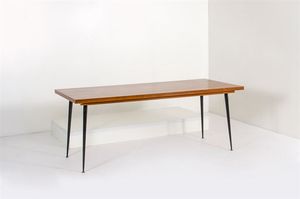 LA PERMANENTE MOBILI CANTU' - Tavolo con piano in legno, sostegni in metallo verniciato.Anni '50cm 77x200x84