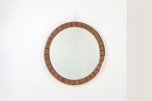 CRISTAL ART - Specchio con cornice in vetri colorati.Anni '60Prod. Cristal Artdiam cm 100