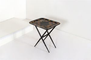 FORNASETTI PIERO - Tavolino con struttura a pliant  e vassoio della serie Arance