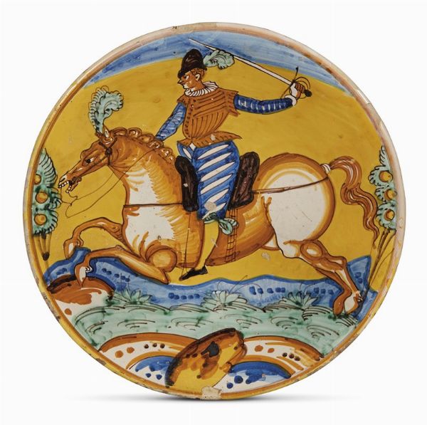 PIATTO, MONTELUPO, MET&Agrave; SECOLO XVII  - Asta ASTA A TEMPO | MONTELUPO: MAIOLICHE RINASCIMENTALI - Associazione Nazionale - Case d'Asta italiane