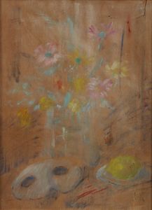 SEMEGHINI PIO (1878 - 1964) - Vaso di fiori con mascherina.