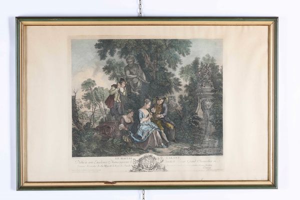 Tre stampe raffiguranti scene galanti. Francia XIX-XX secolo  - Asta Antiquariato Aprile - Associazione Nazionale - Case d'Asta italiane