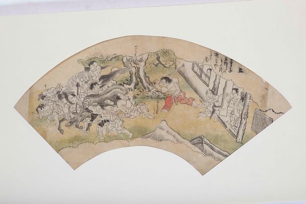 Tre pagine di ventaglio in carta, Giappone  - Asta Antiquariato Aprile - Associazione Nazionale - Case d'Asta italiane