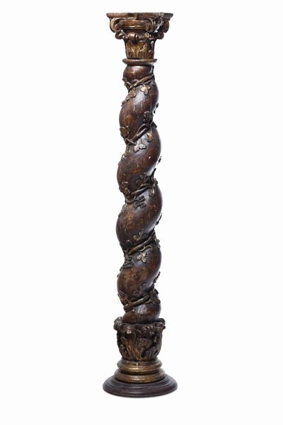 Colonna in legno a torchon. XIX secolo  - Asta Antiquariato Aprile - Associazione Nazionale - Case d'Asta italiane