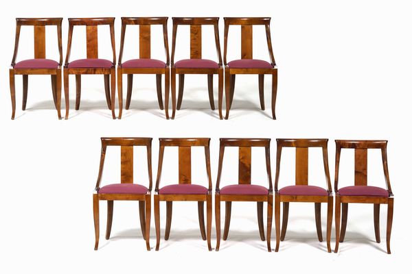 Dieci sedie in noce in stile Carlo X  - Asta Antiquariato Aprile - Associazione Nazionale - Case d'Asta italiane