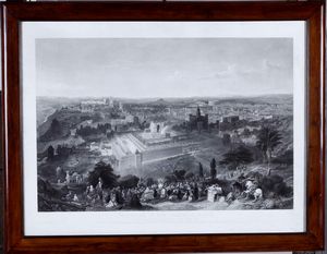 Charles Mottram : Due grandi vedute di Gerusalemme, secolo XIX, entro cornici in legno.  - Asta Antiquariato Aprile - Associazione Nazionale - Case d'Asta italiane