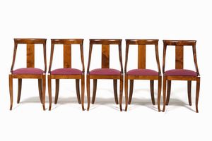 Dieci sedie in noce in stile Carlo X  - Asta Antiquariato Aprile - Associazione Nazionale - Case d'Asta italiane