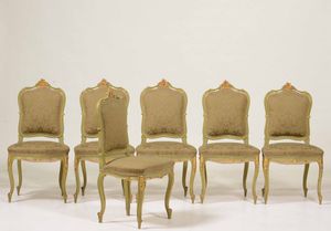 Salotto in legno intagliato, dipinto e dorato  - Asta Antiquariato Aprile - Associazione Nazionale - Case d'Asta italiane