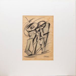 TULLIO CRALI : Disegno preparatorio per il dipinto Trimotore in verticale  - Asta Arte moderna e contemporanea - Associazione Nazionale - Case d'Asta italiane