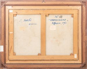 BRUNO SAETTI : Composizione su fondo rosa e nero  - Asta Arte moderna e contemporanea - Associazione Nazionale - Case d'Asta italiane