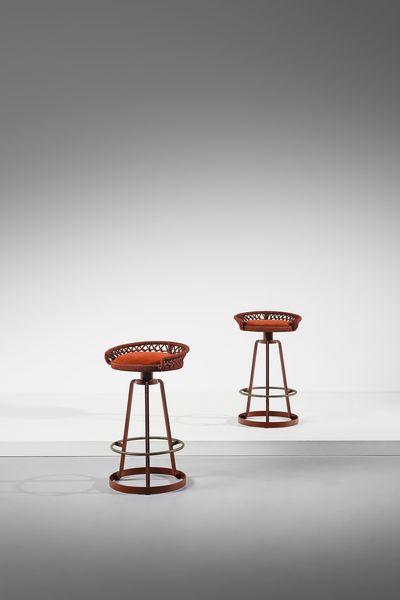 CECCHI MARZIO (1940 - 1990) : Coppia di sgabelli per Most, Firenze  - Asta DESIGN E ARTI DECORATIVE DEL NOVECENTO Tradizionale - Associazione Nazionale - Case d'Asta italiane