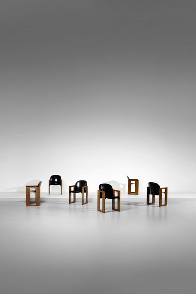 SCARPA AFRA (1937 -2011) & TOBIA (n. 1935) : Sei sedie Dialogo per B&B  - Asta DESIGN E ARTI DECORATIVE DEL NOVECENTO Tradizionale - Associazione Nazionale - Case d'Asta italiane