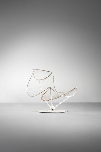 SERGIO CONTI, MARISA FORLANI & LUCIANO GRASSI : Poltrona scultura girevole String Chair-P8a per Emilio Paoli  - Asta DESIGN E ARTI DECORATIVE DEL NOVECENTO Tradizionale - Associazione Nazionale - Case d'Asta italiane