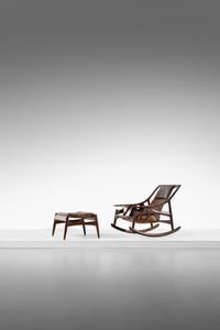 COSTA LUCIO (1902 - 1998) - Poltrona con poggiapiedi eseguito da Liceu de Artes e Oficios, S. Paolo, Brasile