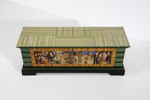 WENTER MARINI GIORGIO (1890 - 1973) : Cassapanca in legno dipinto con riferimenti alla citt� di Parma  - Asta DESIGN E ARTI DECORATIVE DEL NOVECENTO Tradizionale - Associazione Nazionale - Case d'Asta italiane