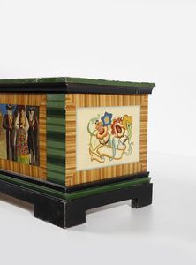 WENTER MARINI GIORGIO (1890 - 1973) : Cassapanca in legno dipinto con riferimenti alla citt� di Parma  - Asta DESIGN E ARTI DECORATIVE DEL NOVECENTO Tradizionale - Associazione Nazionale - Case d'Asta italiane