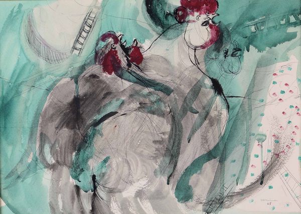 Bruno Cassinari : Senza titolo (Galli)  - Asta Arte moderna e contemporanea  - Associazione Nazionale - Case d'Asta italiane