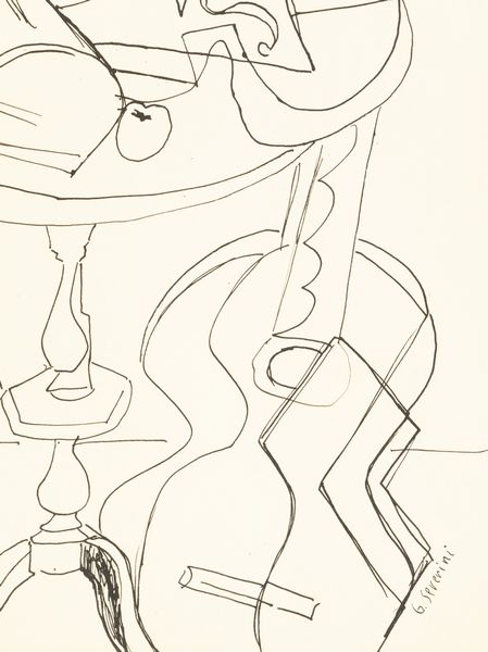 Gino Severini : Natura morta con violino e chitarra poggiata in terra  - Asta Arte moderna e contemporanea  - Associazione Nazionale - Case d'Asta italiane