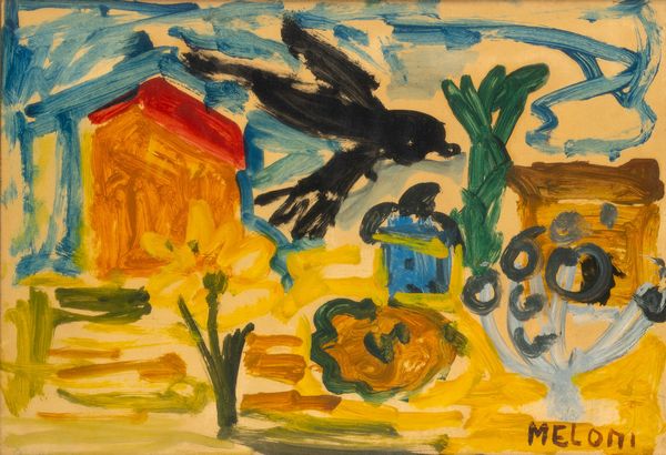 Gino Meloni : Rondine e paesaggio  - Asta Arte moderna e contemporanea  - Associazione Nazionale - Case d'Asta italiane