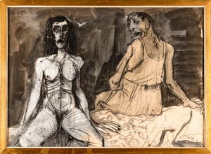 Gianfranco Ferroni : Uomo e donna  - Asta Arte moderna e contemporanea  - Associazione Nazionale - Case d'Asta italiane