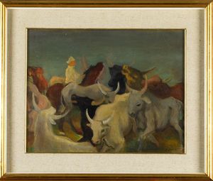 Domenico Purificato : Buoi  - Asta Arte moderna e contemporanea  - Associazione Nazionale - Case d'Asta italiane