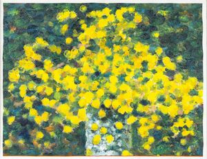 Franco Sarnari - Mimose su sfondo scuro