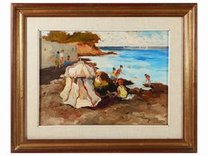 Basso Ragni - Marina toscana con personaggi