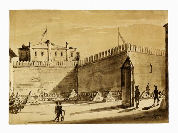 GUGLIELMO SILVESTRI : Nell'Arsenale di Venezia entrando all'armeria.  - Asta Arte Antica, Moderna e Contemporanea - Associazione Nazionale - Case d'Asta italiane