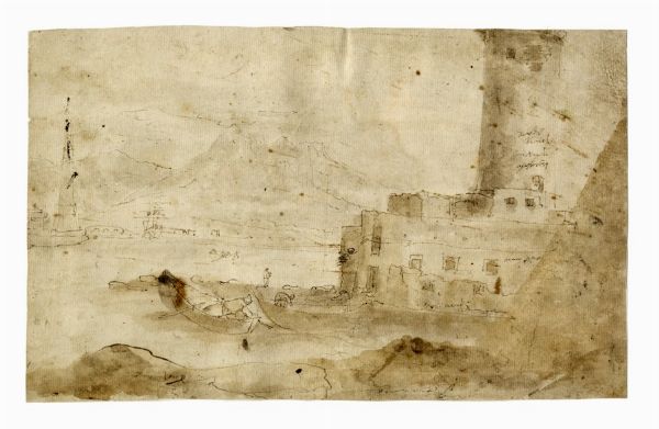 THOMAS WIJCK : Veduta del golfo di Napoli.  - Asta Arte Antica, Moderna e Contemporanea - Associazione Nazionale - Case d'Asta italiane