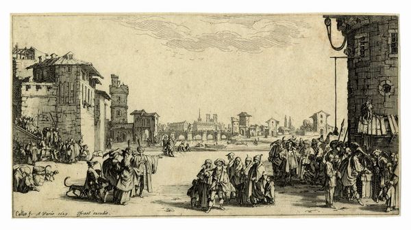 Jacques Callot : Il mercato degli schiavi o La piccola veduta di Parigi.  - Asta Arte Antica, Moderna e Contemporanea - Associazione Nazionale - Case d'Asta italiane