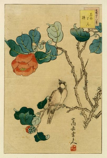 NAKAYAMA SGAKUD : Jurin tsubaki (Zigolo di canna e camelia).  - Asta Arte Antica, Moderna e Contemporanea - Associazione Nazionale - Case d'Asta italiane