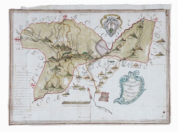 Pianta del Capitanato della Montagna di Pistoia 1745.  - Asta Arte Antica, Moderna e Contemporanea - Associazione Nazionale - Case d'Asta italiane