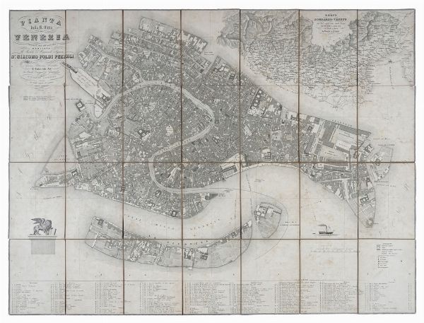 Pianta della R. citt di Venezia secondo lo stato del anno 1849, dedicata al nobile ed onorevole Signore Dr Giacomo Poldi Pezzoli...  - Asta Arte Antica, Moderna e Contemporanea - Associazione Nazionale - Case d'Asta italiane
