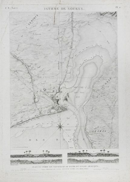 CHARLES ETIENNE COLLIN : Isthme de Soueys / Plan du Port de Soueys et du Fond du Golfe Arabique.  - Asta Arte Antica, Moderna e Contemporanea - Associazione Nazionale - Case d'Asta italiane