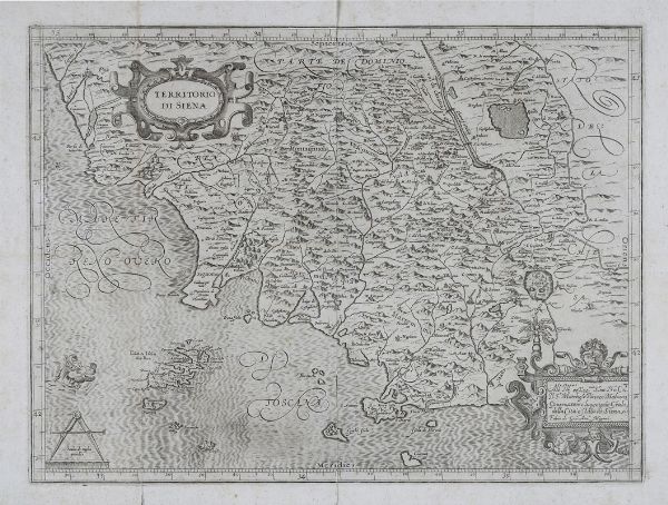 Giovanni Antonio Magini : Territorio di Siena.  - Asta Arte Antica, Moderna e Contemporanea - Associazione Nazionale - Case d'Asta italiane