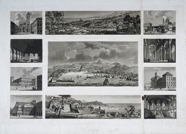 Lotto di 115 vedute e incisioni a tema Genova e la Liguria.  - Asta Arte Antica, Moderna e Contemporanea - Associazione Nazionale - Case d'Asta italiane