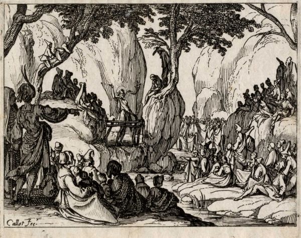 Jacques Callot : San Giovanni predica nel deserto.  - Asta Arte Antica, Moderna e Contemporanea - Associazione Nazionale - Case d'Asta italiane