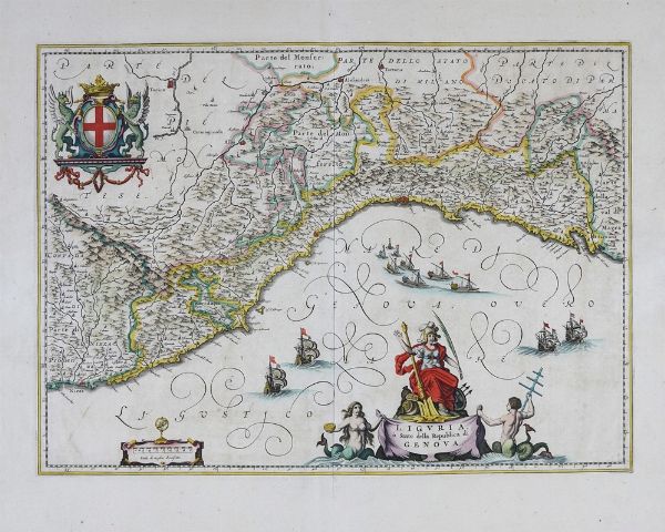 Willem Janszoon Blaeu : Liguria  Stato della Repubblica di Genova.  - Asta Arte Antica, Moderna e Contemporanea - Associazione Nazionale - Case d'Asta italiane